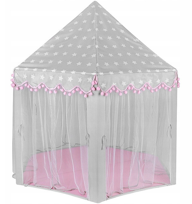 Дитячий Намет - ігровий будиночок 6 входів з москітною сіткою Kruzzel (8772) Pink / Grey Нововолинськ - фото 2