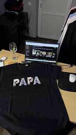 Футболка премиум для папы «PAPA» с собственными фото XL, Черный Черновцы