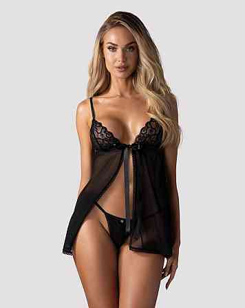 Сорочка беби-долл Obsessive Blomentis babydoll & thong, M/L, кружевной лиф, стринги в комплекте Sex Aura Киев