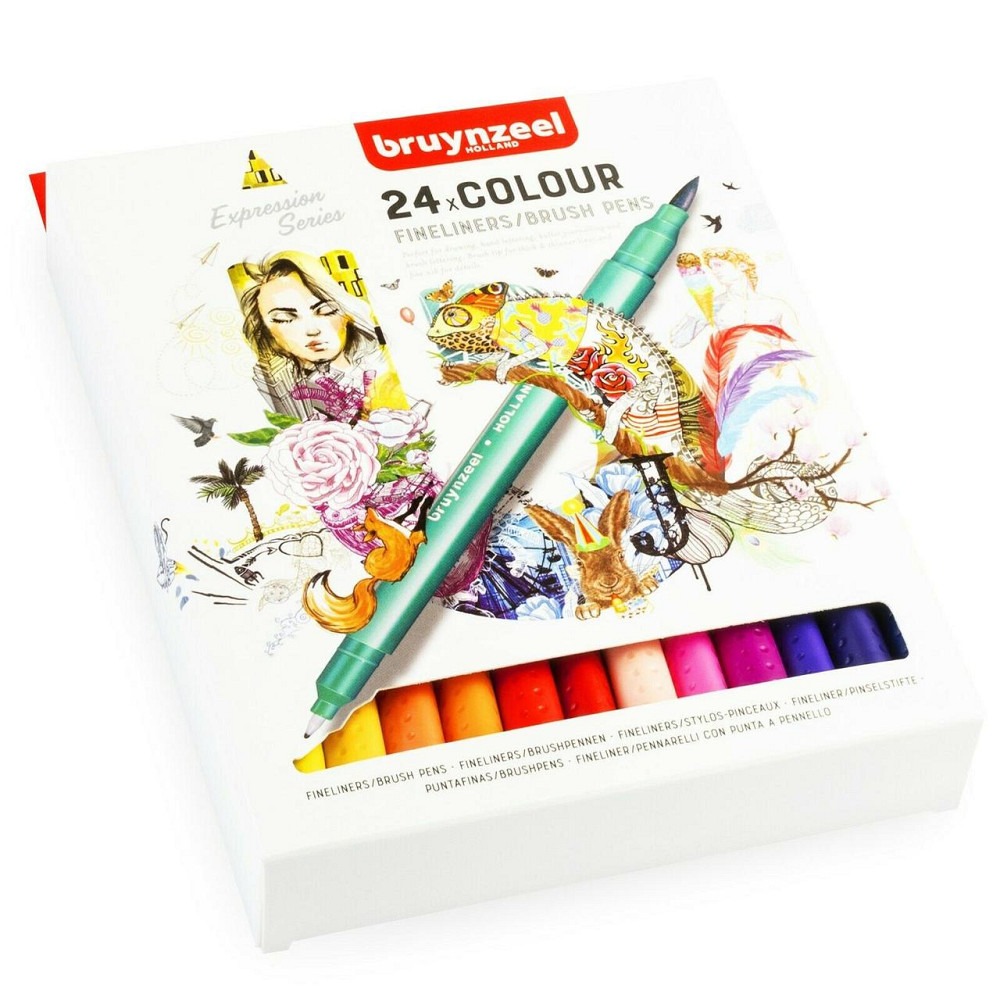 Набор линеров-кистлов BRUSHPEN двусторонних 24кол Bruynzeel Киев - изображение 5