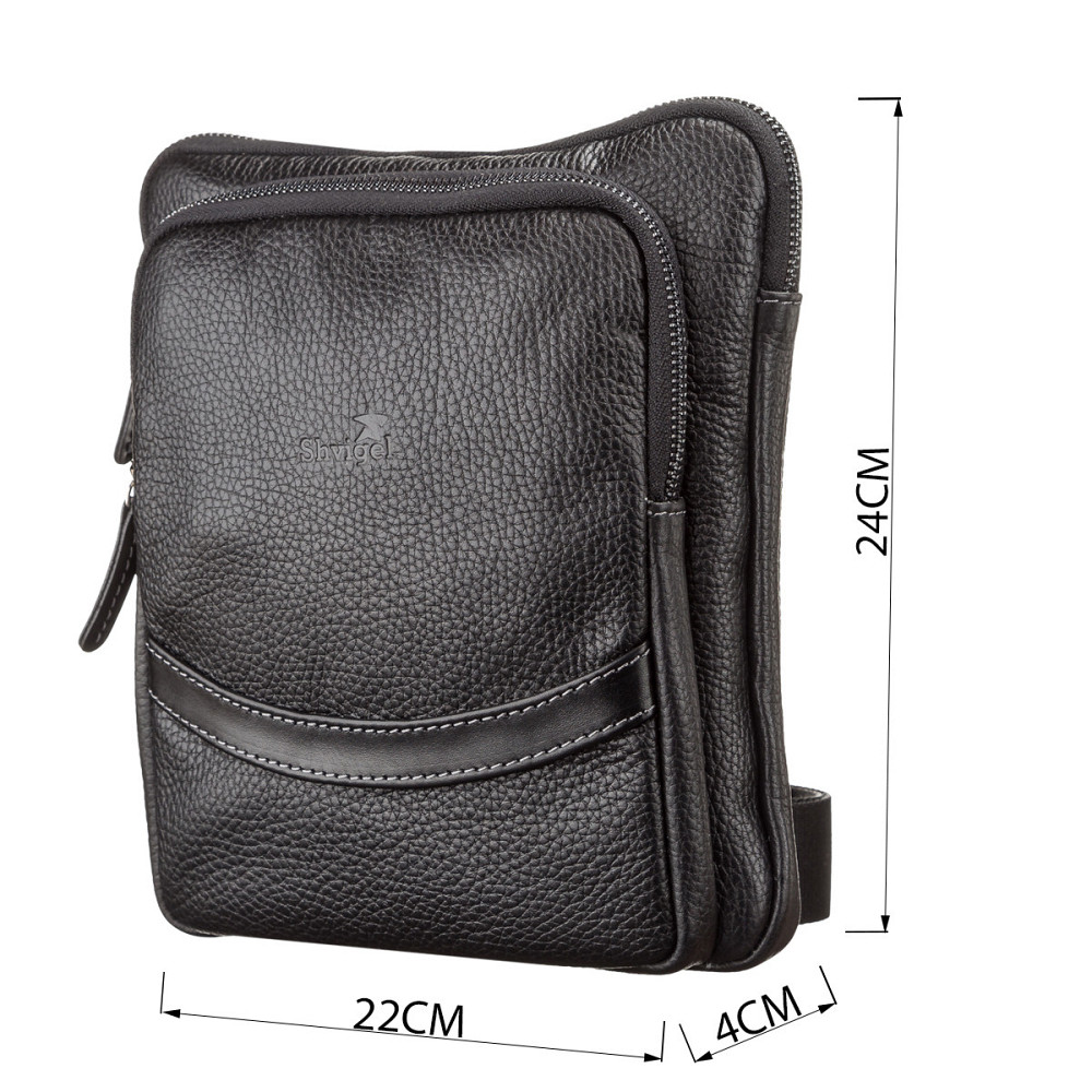 Сумка чоловіча SHVIGEL 11090 шкіряна Чорна Київ - фото 3