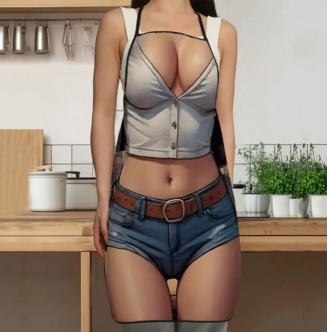 Фартух з приколом дівчина в джинсових шортах 80 на 60 см різнобарвний Київ - фото 3