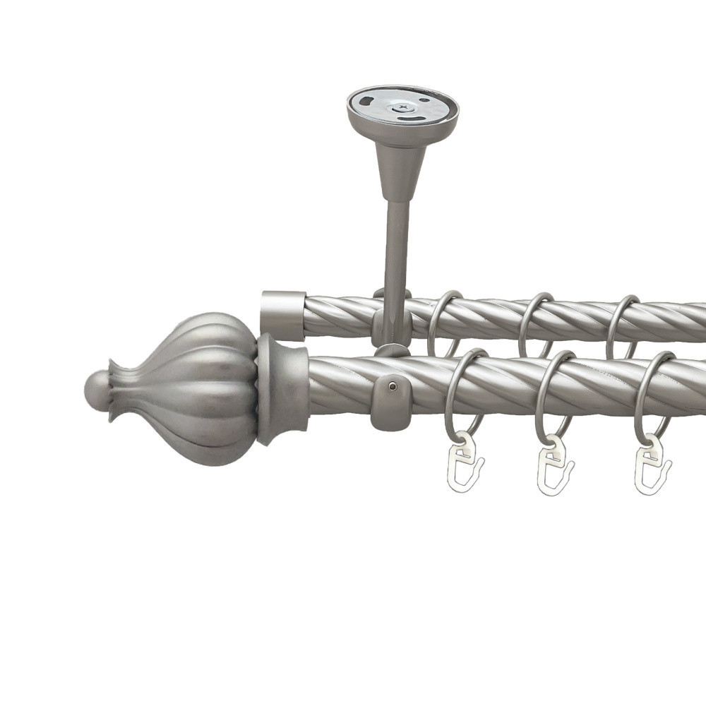 Карниз Orvit Таджа металевий дворядний відкритий до стелі скручена труба кільце металеве Сатин 25\19 мм 300 см Львов - изображение 1
