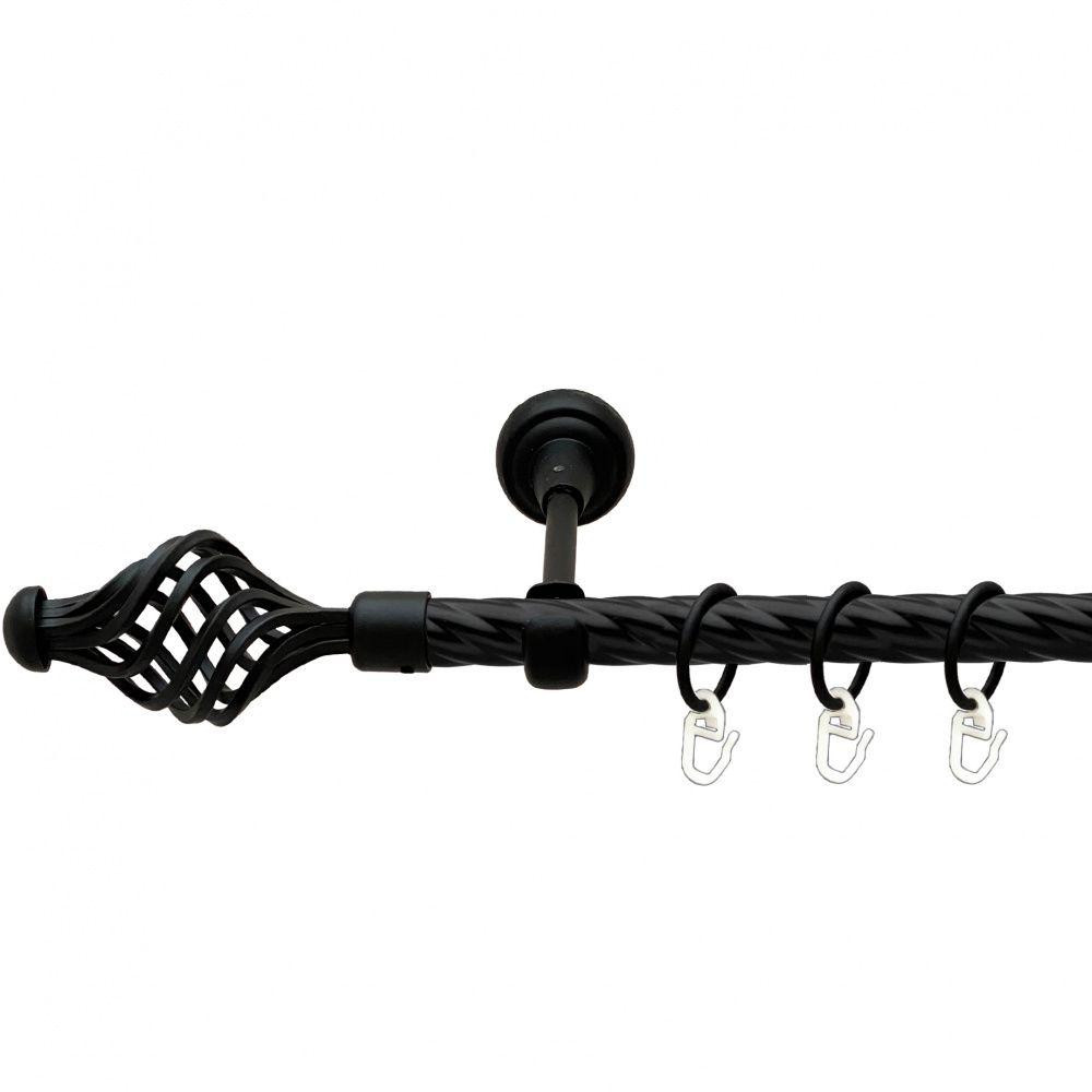 Карниз Orvit Арезо металевий однорядний відкритий скручена труба кільце металеве Чорний Оксамит 19 мм 300 см Львов - изображение 1