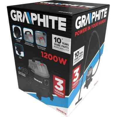 Пылесос строительный Graphite 1200Вт, 18кПа, 20л, 220В/1200В (59G614) Винница