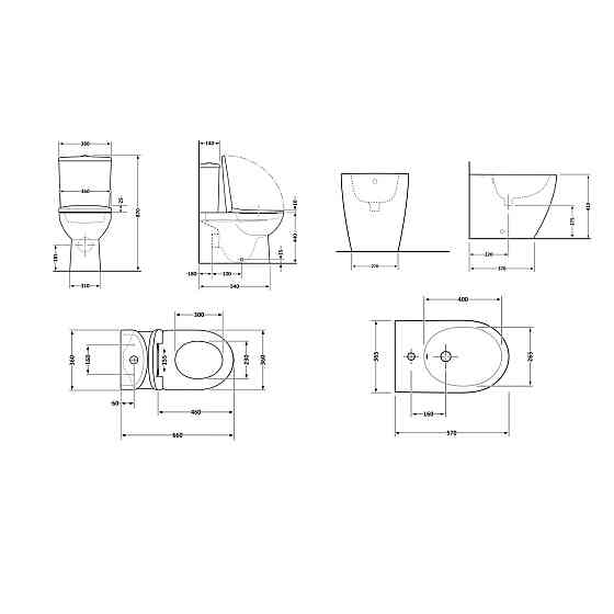 Акционный набор: Унитаз напольный Robin Ultra Quiet QT13226083AMB 660x360x855 Black + Биде напольное Robin QT13442141CMB Киев