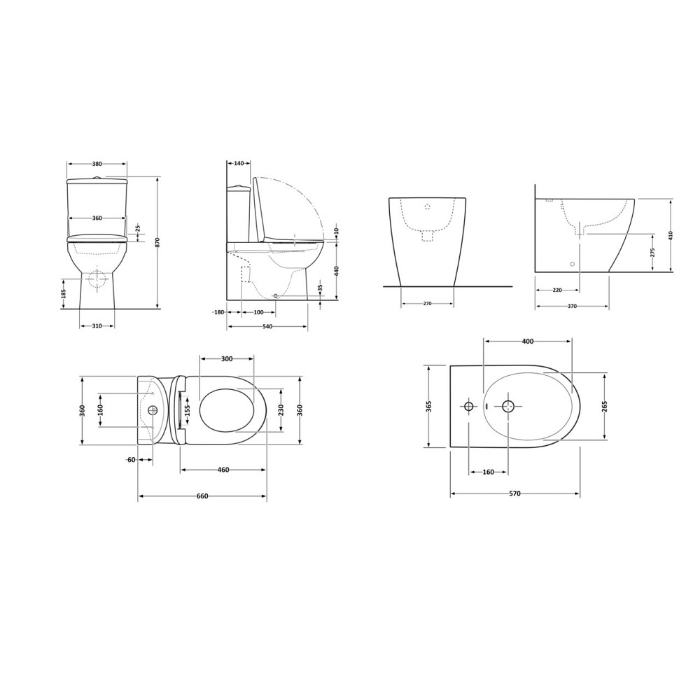 Акционный набор: Унитаз напольный Robin Ultra Quiet QT13226083AMB 660x360x855 Black + Биде напольное Robin QT13442141CMB Киев - изображение 2