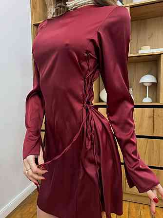 Женское стильное вечернее мини платье армани шелк Бургунди, 46/48 Одесса