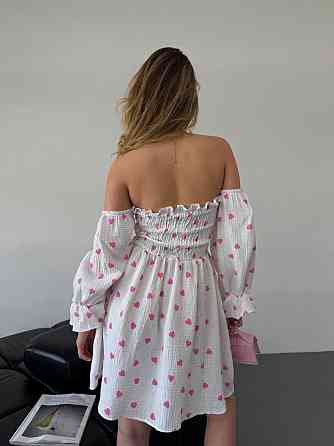 Женское романтическое платье с сердечками муслин Одесса