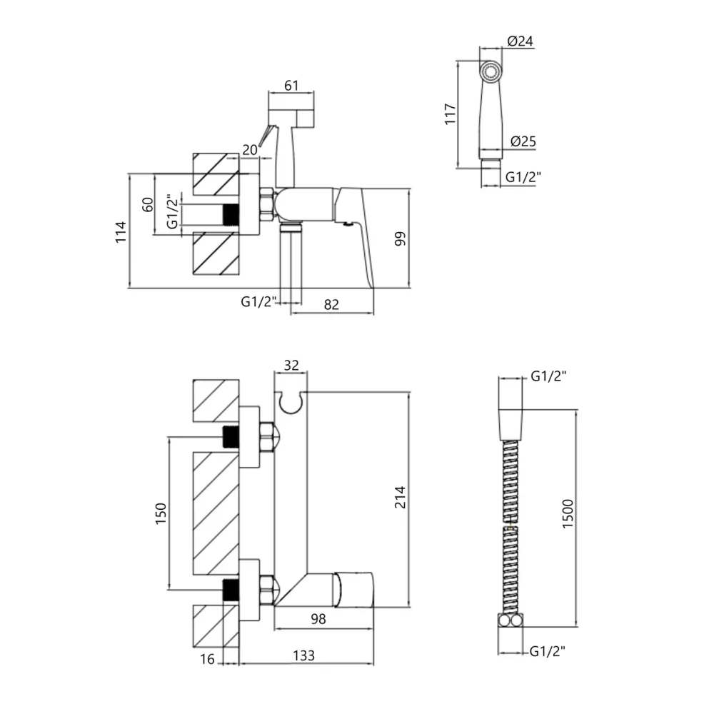 Змішувач для гігієнічного душу Qtap Evia QTEVI262CRM47582 Chrome Київ - фото 8