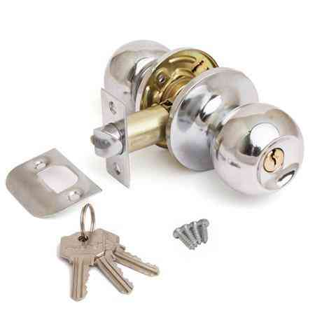 Ручка дверна кругла з засувкою Avers 6072-01 з ключем (сатин) Харків