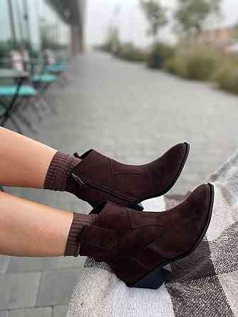 Edan Instruments Замшеві черевики жіночі демісезонні весна-осінь шоколадні на стійкому каблуці Коломия