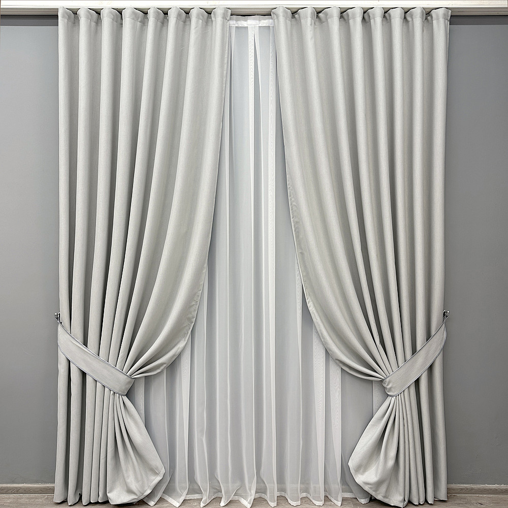 Комплект штор VR-Textil Блекаут двосторонній Scandi № 1898ш Попелястий 130х270 см 2 шт (39-154) Київ - фото 2