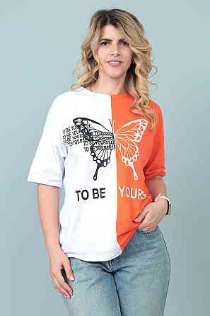 Двокольорова футболка "Butterfly" оптом | Батал | Розпродаж моделі Київ