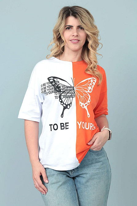 Двокольорова футболка "Butterfly" оптом | Батал | Розпродаж моделі Київ - фото 5