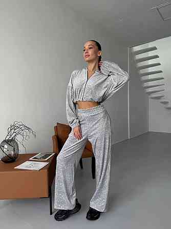 Жіночий велюровий костюм-двійка: худі на блискавці та штани Меланж, 46/48 Одеса