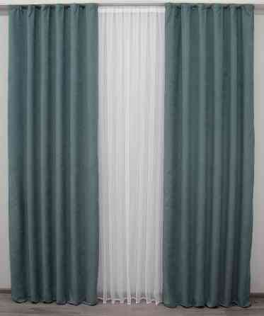 Комплект готових штор VR-Textil Мікровелюр SPARTA № 965ш Сіро-блакитний 150х285 см 2 шт (30-764) Київ