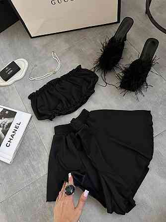 Жіноча піжама-трійка: топ шорти та штани із шовку армані Чорний, 44/46 Одеса