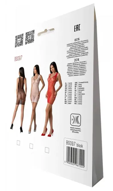 Мінісукня з вертикальним візерунком Passion BS097 One Size, black, плетіння з боків Львів - фото 7