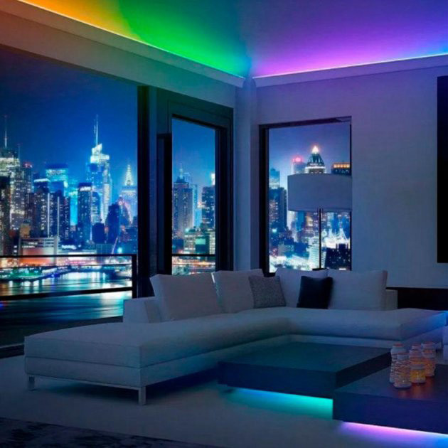 Светодиодная Led лента 5050 RGB 2 метра на самоклеющейся основе с пультом и блоком питания для декора интерьер Киев - изображение 7