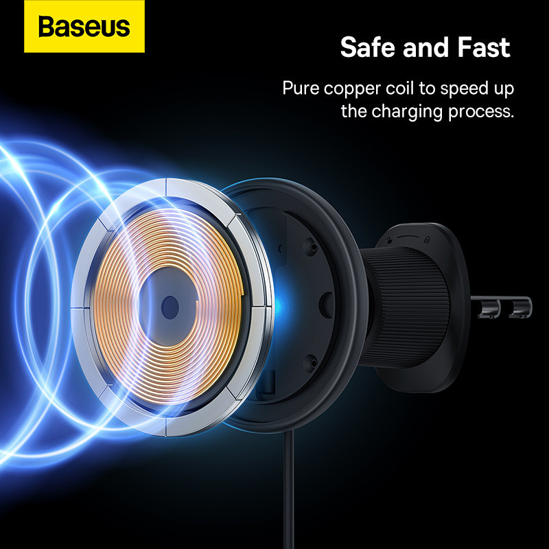 Автотримач для телефона з БЗП Baseus CW01 Magnetic Wireless Charging Car Mount Air Vent Version 15W Cluster Одеса - фото 7