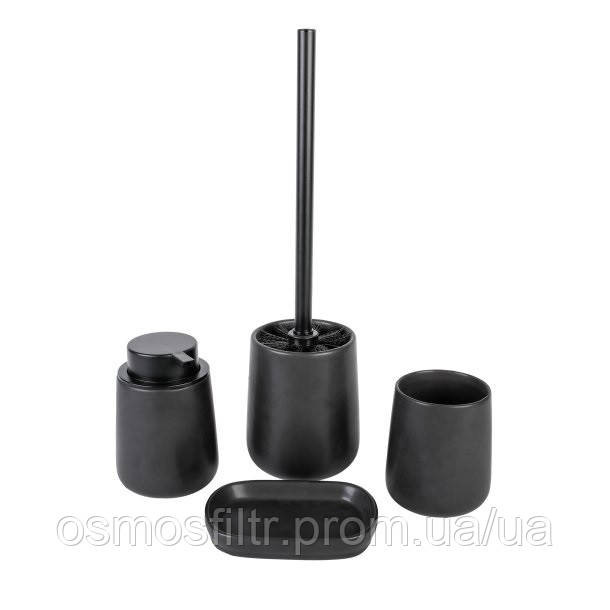 Дозатор для рідкого мила Axentia Рено чорний доломіт Ø 8.5 см Н 12.6 см (133914) Київ - фото 2