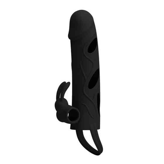 Насадка на член - Pretty Love Penis Sleeve With Ball Strap 5.5" Black Sex Aura Київ