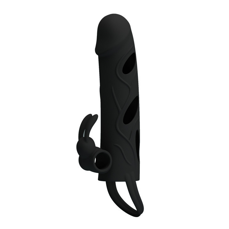 Насадка на член - Pretty Love Penis Sleeve With Ball Strap 5.5" Black Sex Aura Київ - фото 6