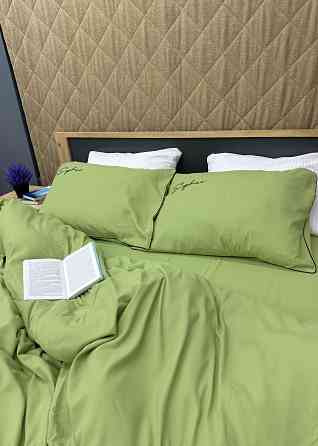 Комплект постільної білизни Сатин, Двоспальний 180х220 Оливковий (88-151) Київ