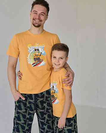 Подростковый комплект с шортами на мальчика Tom John - Мишка на серфе - Family look папа/сын 89900 12-13, Киев