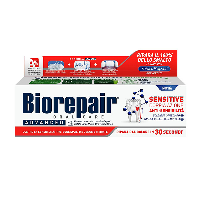 Професійна зубна паста Позбавлення чутливості подвійна дія Advanced Sensitive Biorepair 75 мл Київ - фото 1