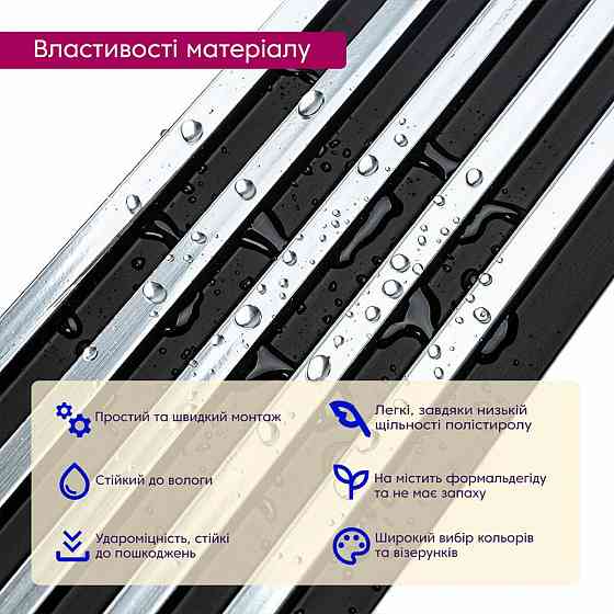 Рейка декоративная PS 2900х120х12мм Черный с серебром SW-00002133 Киев