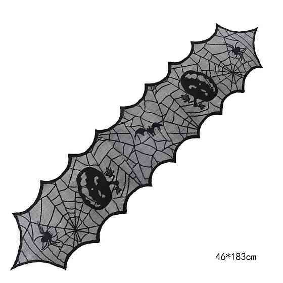 Скатертина на Хелловін Гарбузи доріжка 183 на 46 см чорний Київ