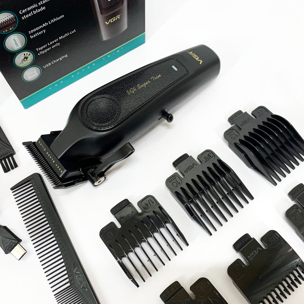 Електрична машинка для стрижки з насадками VGR, Професійний тример з насадками, Тример для скронь JQ-74 Львів - фото 10