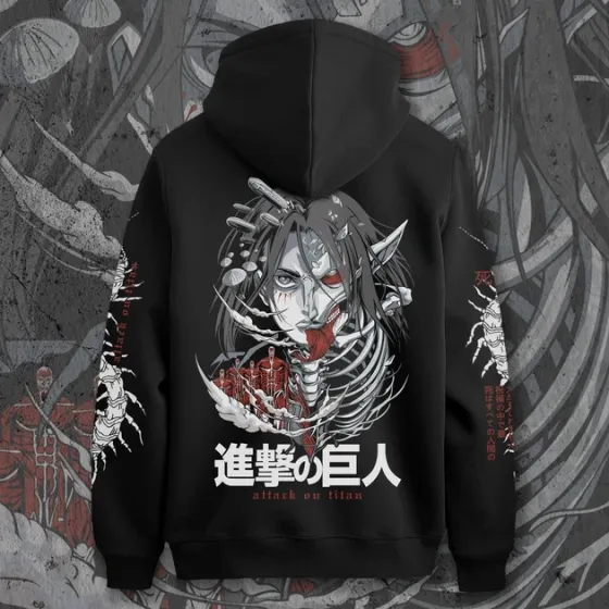 Худи мужское с принтом Атака Титанів Ерен Єгер Размер 46 Anime1234 Днепр