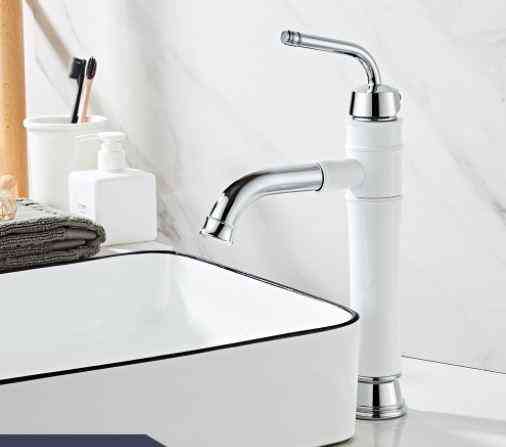 Смеситель для умывальника однорычажный кран горизонтальный монтаж WanFan для ванны Белый-хром Каменец-Подольский