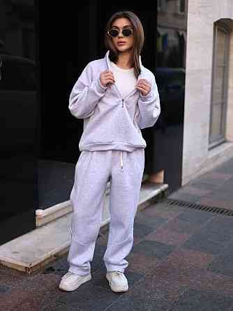 Жіночий теплий повсякденний костюм вільного крою турецька тринитка на флісі Меланж Одеса