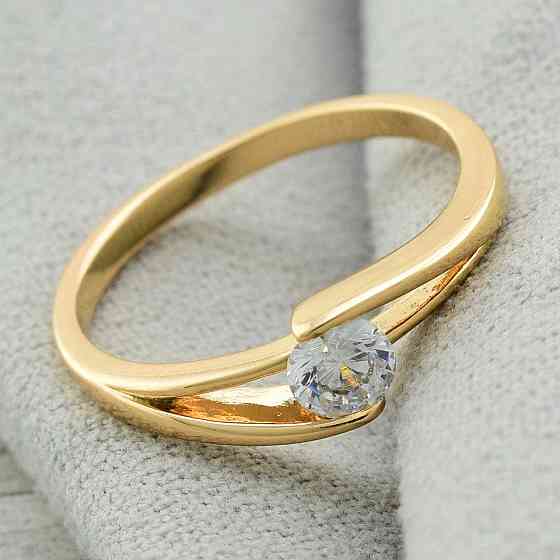 Кольцо куб. цирконий Xuping позолота 18К, 19 размер (ширина 5мм, вес 1,7г) Киев