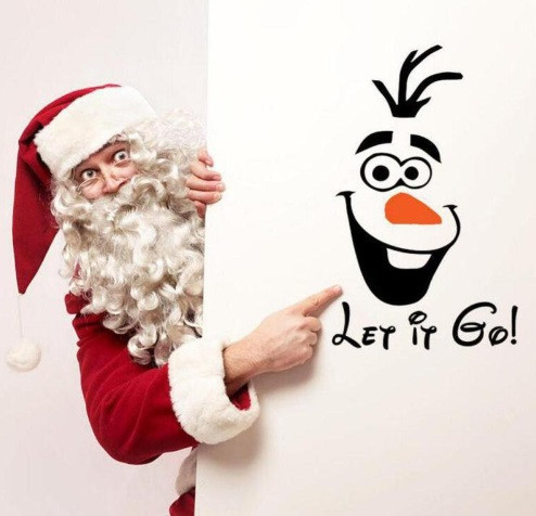 Новогодняя виниловая наклейка Снеговик 23 на 14 см разноцветный Киев - изображение 1