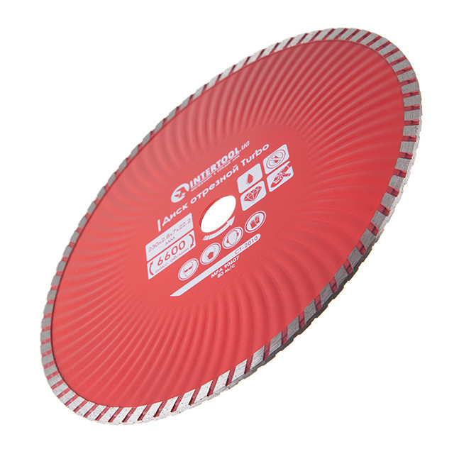 Диск відрізний алмазний Turbo, 230 мм, 22-24%, 6600 об/хв INTERTOOL CT-2010 Київ - фото 3