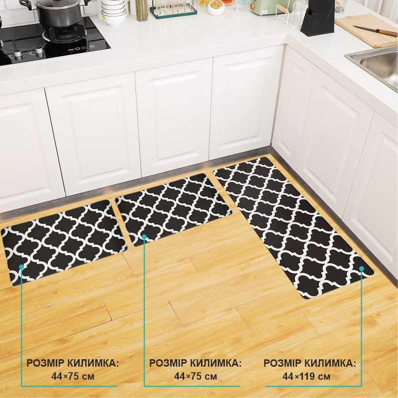 Набор коврики кухонные Lovely Svi 3 шт: 44 x74 x1см - 2 шт и 44 x119 x1см Черный Киев - изображение 2