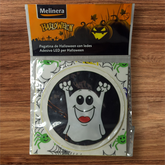 Наліпка на Хелловін 8 см зі світлодіодами Привид чорний Київ