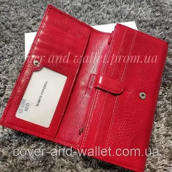 Красный кожаный женский кошелек с визитницей Marco Coverna MC 1415 Киев - изображение 3