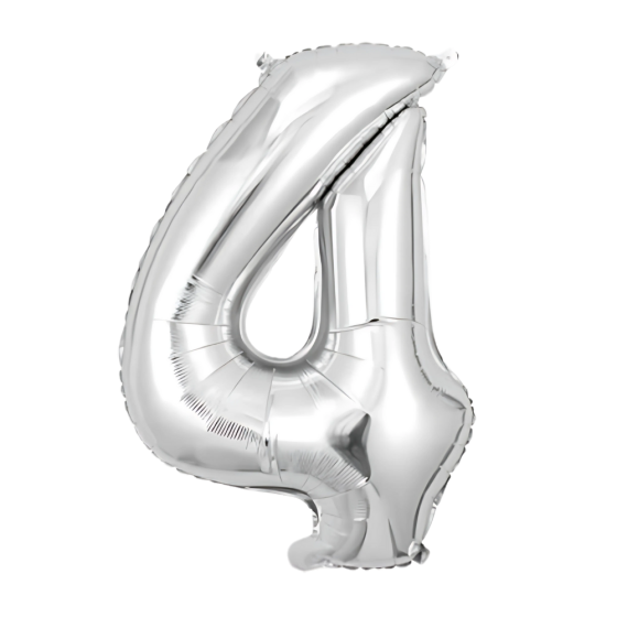 Повітряна куля у вигляді цифри 4 срібло, 40 дюймів, фольгована, для свят для дня народження, ювілеїв, річниць Кам'янець-Подільський