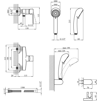 Душовий гарнітур Kroner Eifel-C050 (CV023610) Вінниця - фото 7