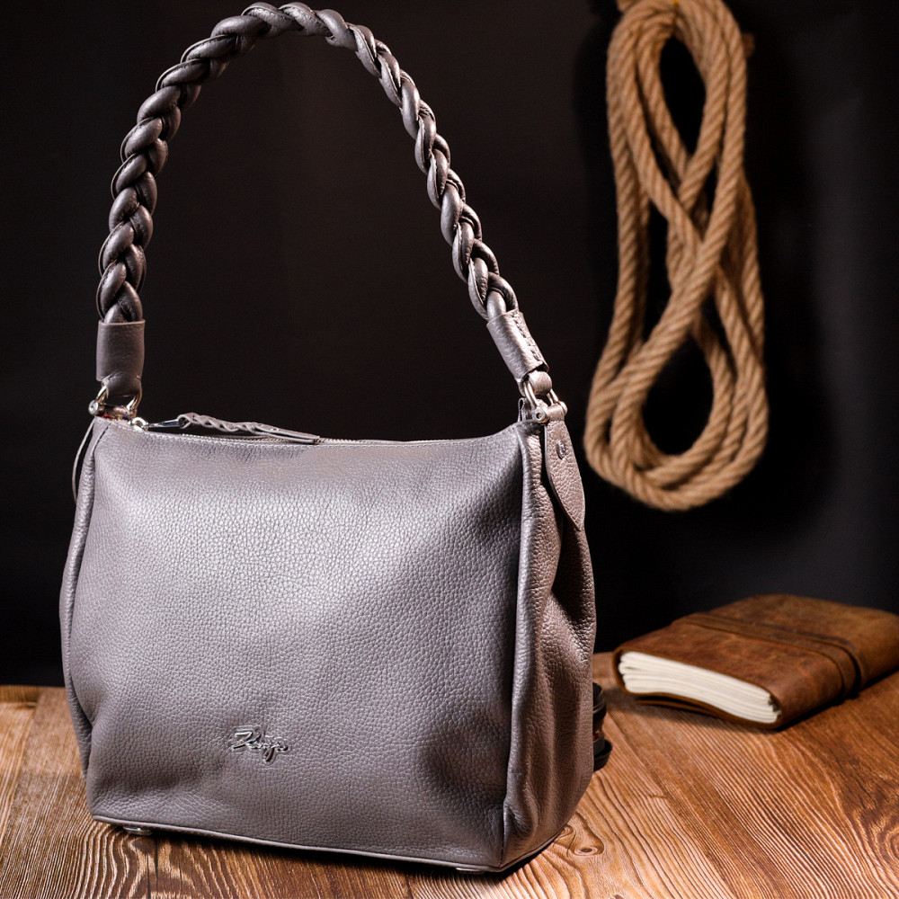 Незвичайна сумка жіноча KARYA 20864 шкіряна Сірий Київ - фото 10