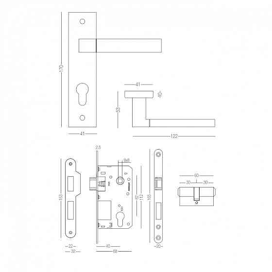 КОМПЛЕКТ A-2004 PZ MA : РУЧКА НА ПЛАНЦІ ПІД PZ З МЕХАНІЗМОМ ТА ЦИЛІНДРОМ Київ