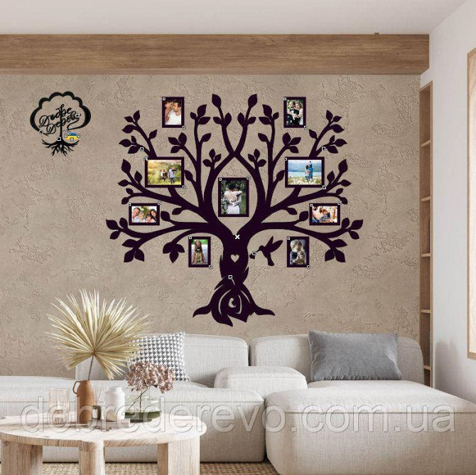 Родовое дерево🌳 Колибри Семейное дерево сердце на 9 фото рамок, Вижница - изображение 3
