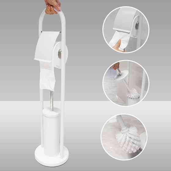 Ерш туалетный напольный с бумагодержателем Zerix KIT ME04 White цвет белый из нержавеющей стали (ZX4643) Черновцы