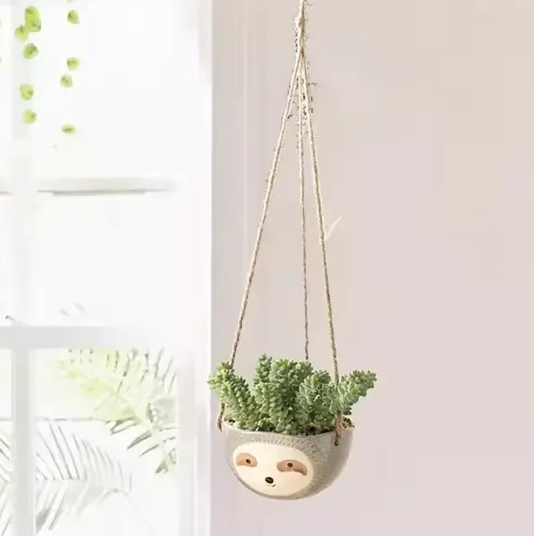 Підвісний квітковий горщик кашпо у вигляді Ленівця (Сірий) Вінниця - фото 4